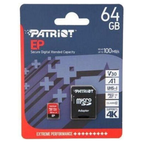 PATRIOT patriot V30 A1/micro SDXC/64GB/UHS-I U3 / Class 10/+ Adaptr (PEF64GEP31MCX)