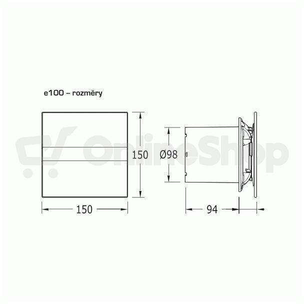 Ventilátor Cata e100 GB sklo, černý