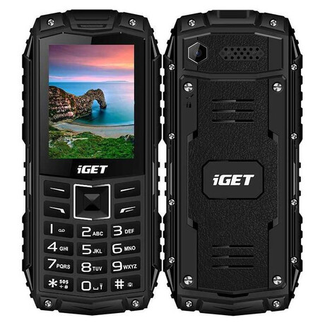 iGET Defender D10 Black - odoln telefon IP68, DualSIM, 2500 mAh, BT, powerbanka, svtilna, FM, MP3 (84000426)