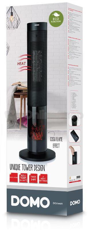 Teplovzdušný ventilátor s imitací ohně - DOMO DO7345H