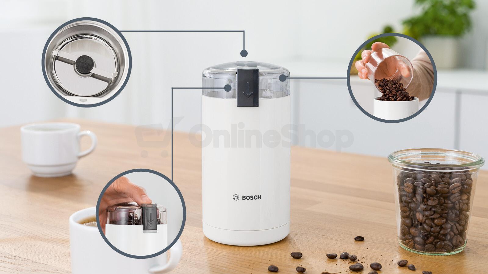 Mlýnek na kávu Bosch TSM6A011W, bílý