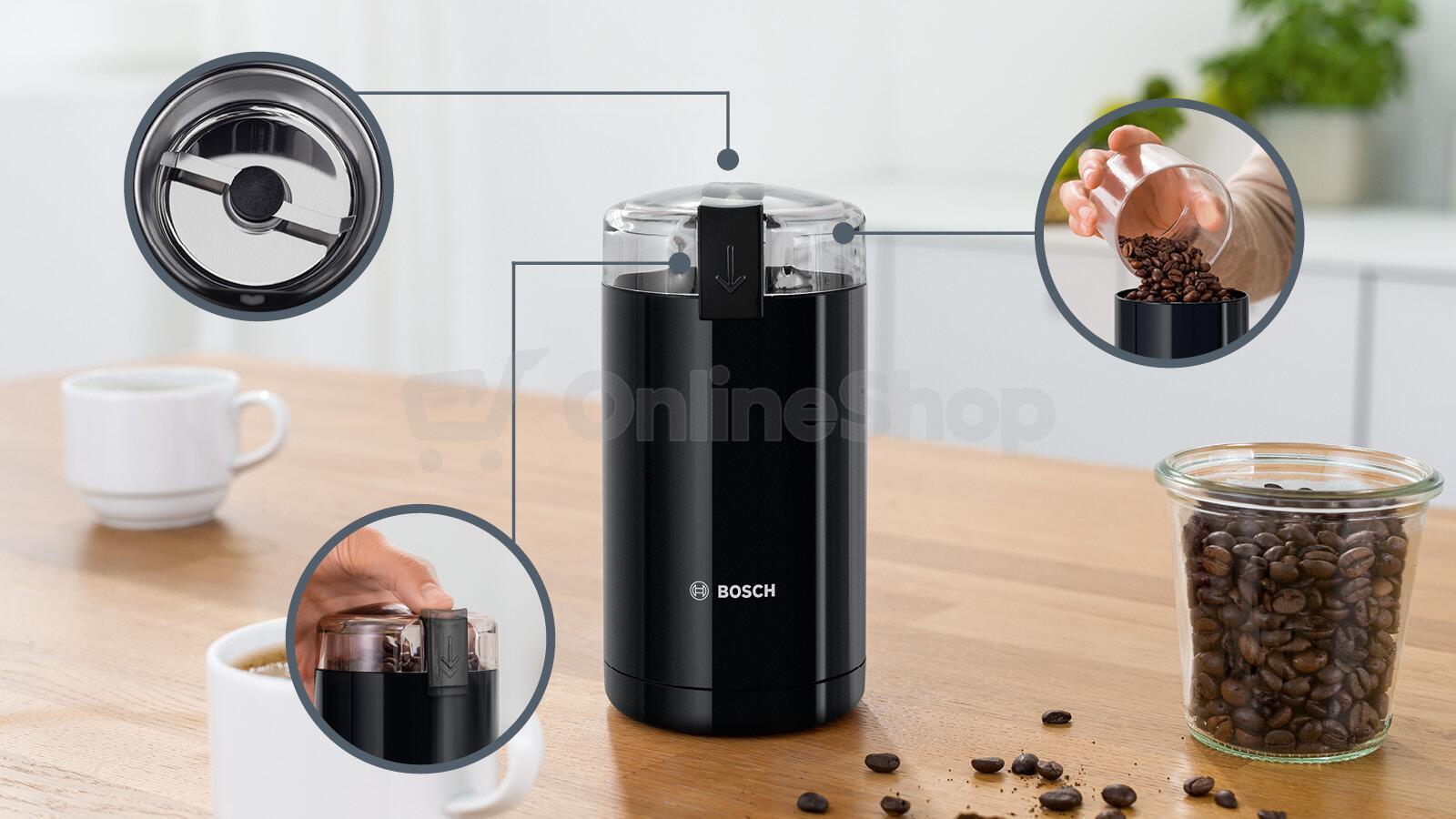 Mlýnek na kávu Bosch TSM6A013B, černý