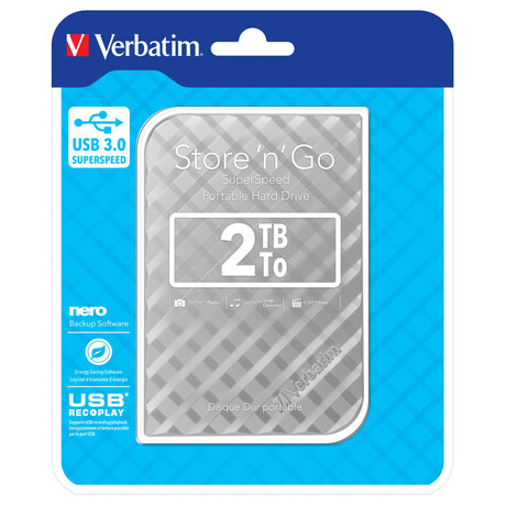 Extern disk VERBATIM Store 'n' Go GEN2 2TB, stbrn