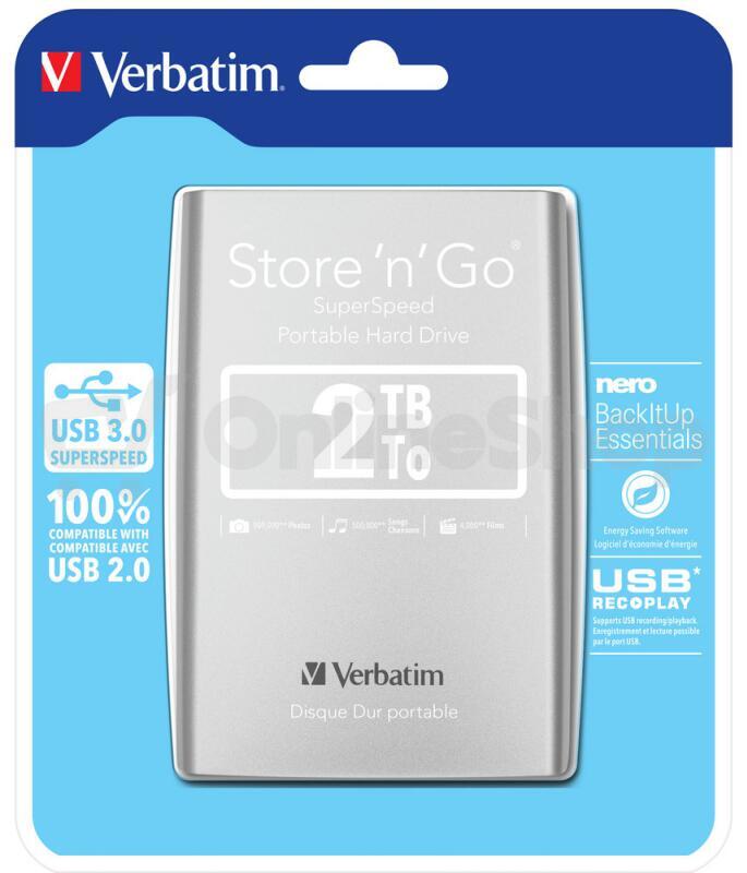 HDD ext. 2,5" Verbatim Store 'n' Go 2TB USB 3.0 - stříbrný