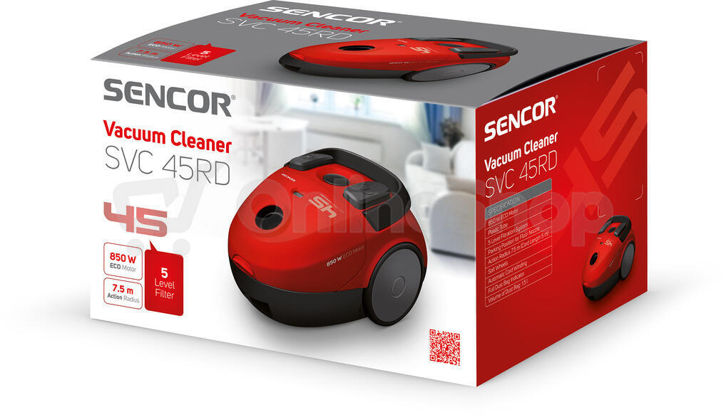 Sáčkový vysavač Sencor SVC 45RD-EUE3