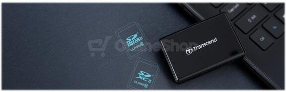 Transcend USB 3.1 čtečka paměťových karet, černá - SDHC/SDXC (UHS-I/II), microSDHC/SDXC (UHS-I), CompactFlash (UDMA6/7) (TS-RDF9K2)