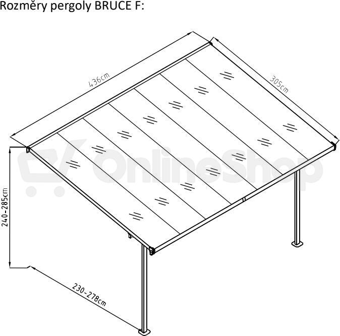 Pergola ROJA BRUCE F - transparentní polykarbonát