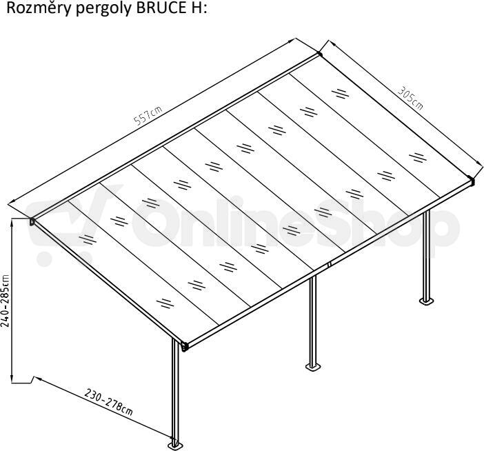 Pergola ROJA BRUCE H, transparentní polykarbonát