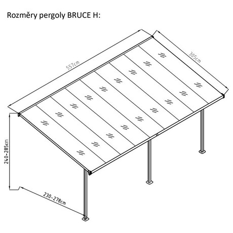 Pergola Rojaplast BRUCE H - transparentn polykarbont