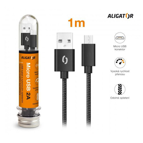 Datový kabel Aligator microUSB, černý DAKT001