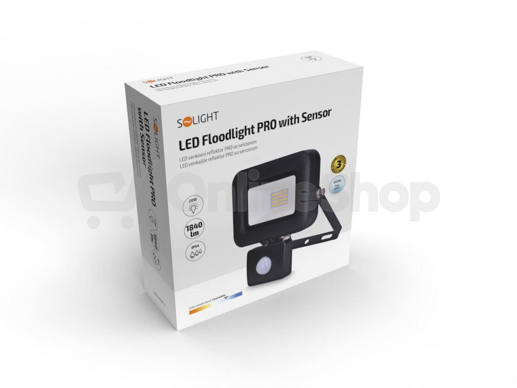 Solight LED reflektor PRO se senzorem, 20W, 1840lm, 5000K, IP44