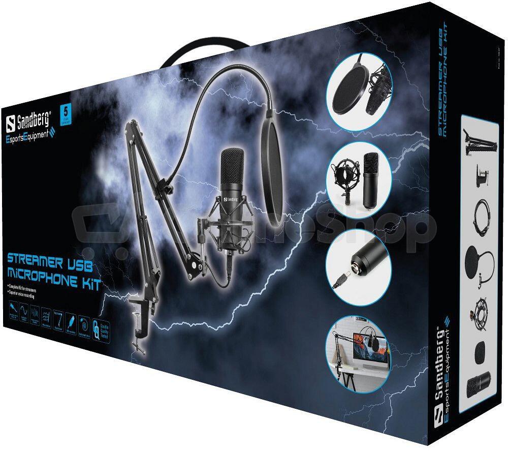 Sandberg Streamer USB mikrofon Kit, černý (126-07)