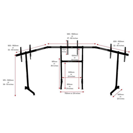 Next Level Racing Free Standing Triple Monitor Stand, Samostatn stojan pro 3 monitory (NLR-A010)