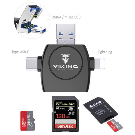 teka pamovch karet Viking V4 USB3.0 4v1 (VR4V1B), ern