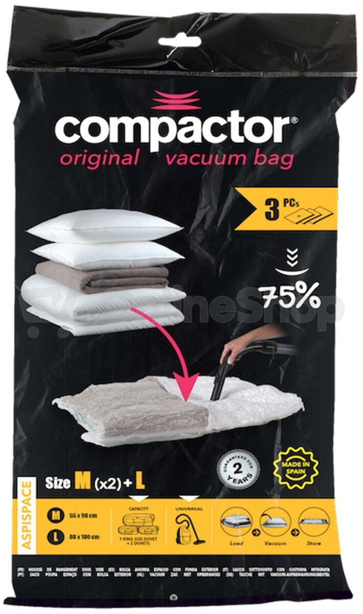 Set 3 ks vakuových pytlů Compactor Bag Aspispace - pro uskladnění textilu a peřin