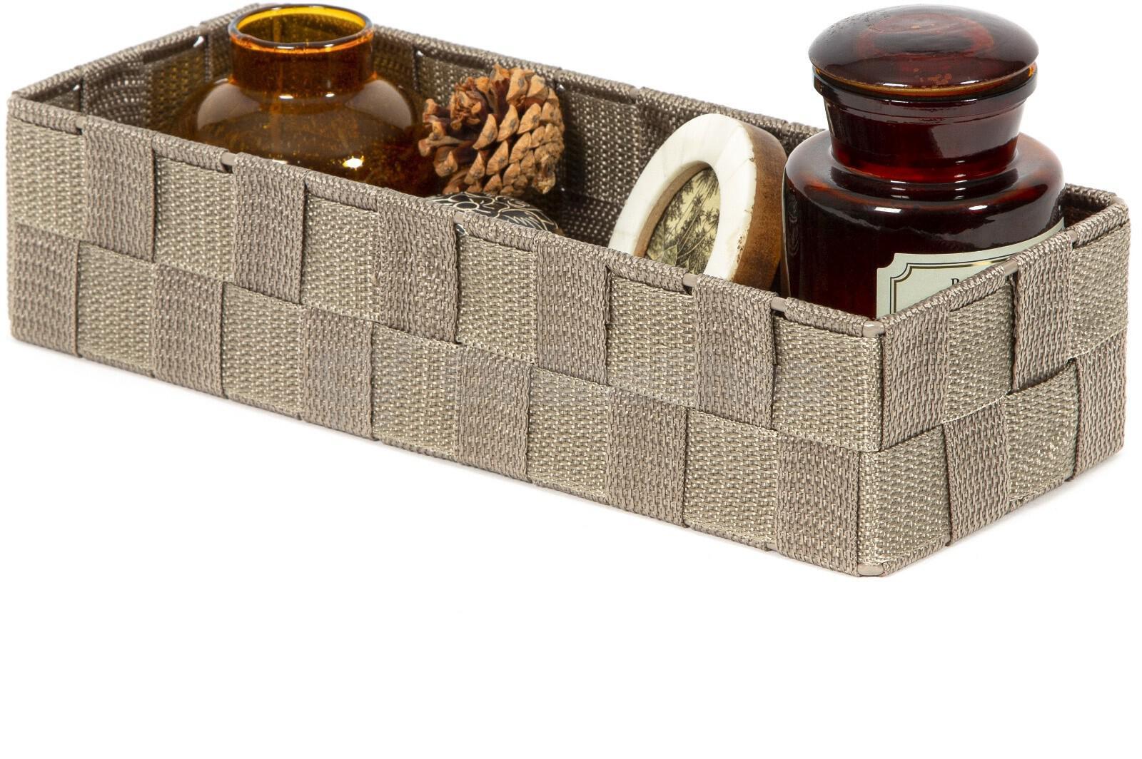 Organizer Piccolo In Tessuto Compactor Tex - 12x12x7 Cm, Bianco | Per Trucchi E Accessori | Lavabile A Mano