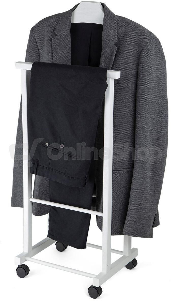Němý sluha na šaty Compactor Hector 2 dvojitý na kolečkách, bílý lak