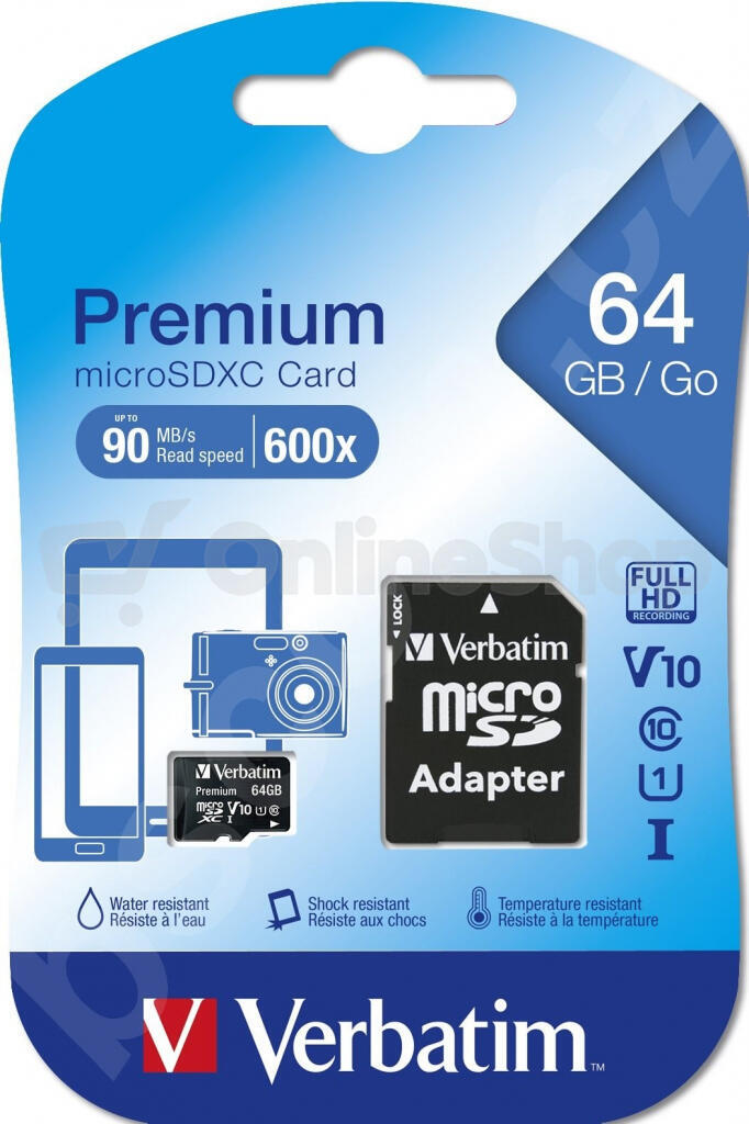 MicroSDXC 64GB CL10 UHS-I 44084 Verbatim