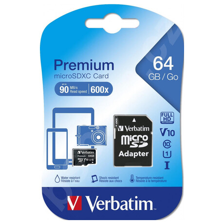 MicroSDXC 64GB CL10 UHS-I 44084 Verbatim