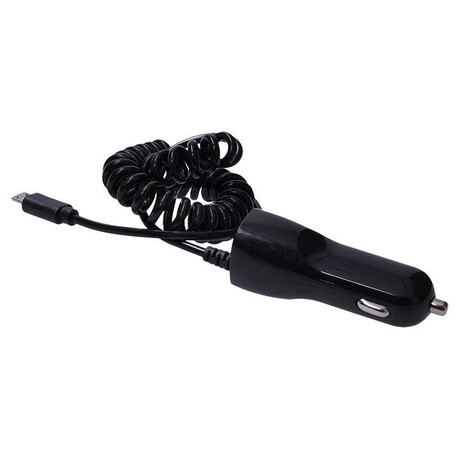 Solight USB nabíjecí autoadaptér, integrovaný kabel micro USB, výstup USB-A, 4200mA, DC 12-24V, černý