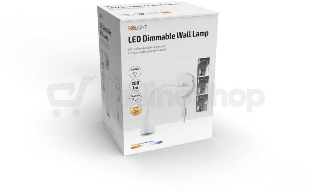 Solight LED nástěnná lampička, stmívatelná, 4W, 280lm, 3000K, bílá