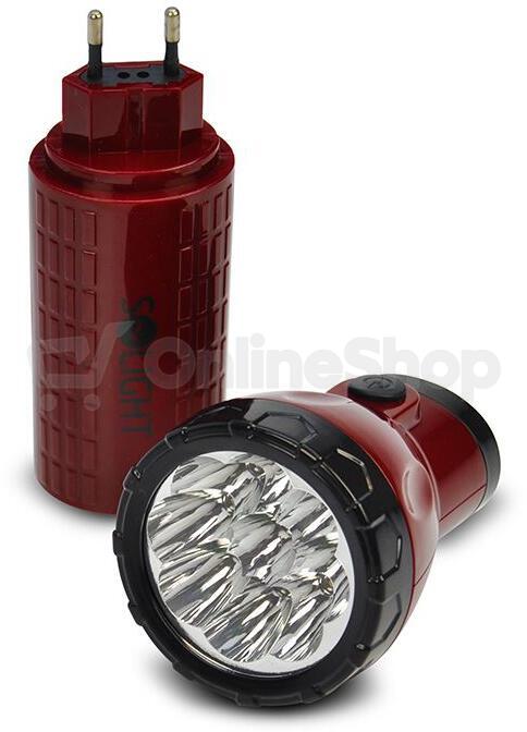 Solight LED nabíjecí svítilna, 9 x LED, červenočerná, plug-in