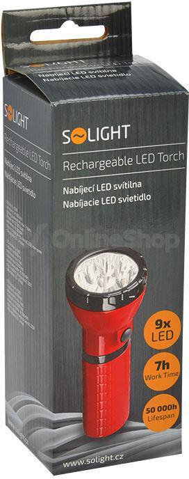 Solight LED nabíjecí svítilna, 9 x LED, červenočerná, plug-in