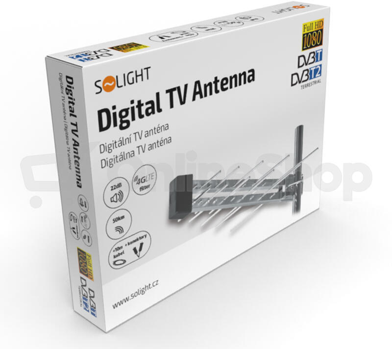 Venkovní anténa Solight HN55 DVB-T2, 22dB