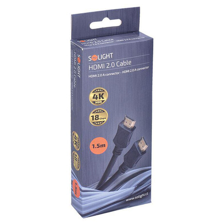 Solight HDMI kabel s Ethernetem, HDMI 2.0 A konektor - HDMI 2.0 A konektor, blistr, 1,5m