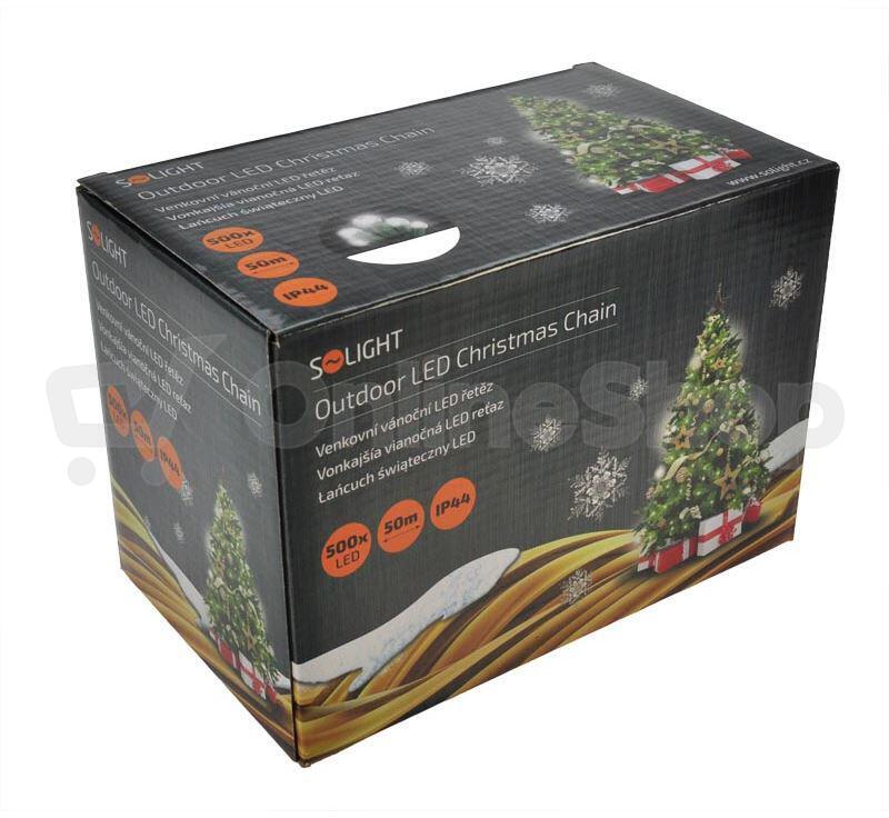Solight LED vánoční řetěz, 500 LED, 50m, přívod 5m, IP44, bílá