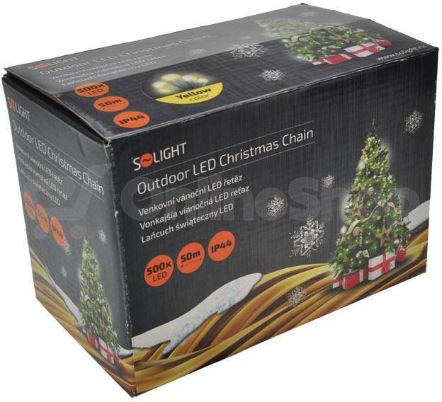 Solight LED vánoční řetěz, 500 LED, 50m, přívod 5m, IP44, teplá bílá
