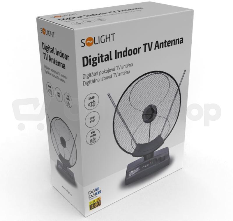 Solight pokojová anténa, DVB-T2/FM, 36dB
