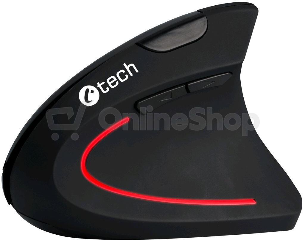 Bezdrátová myš C-TECH VEM-09, vertikální, černá