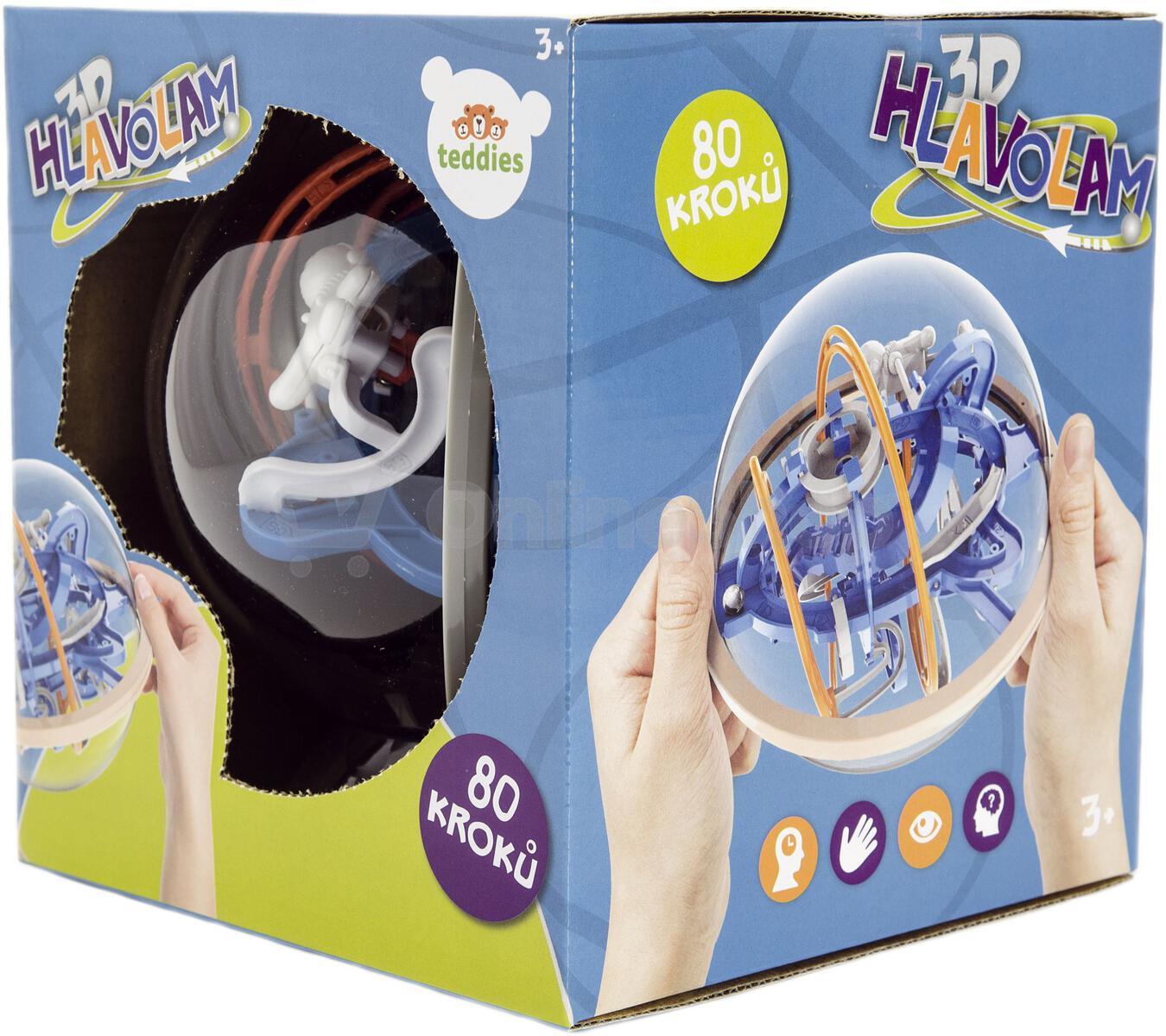 Hlavolam Teddies edukační koule, 80 kroků, 18cm