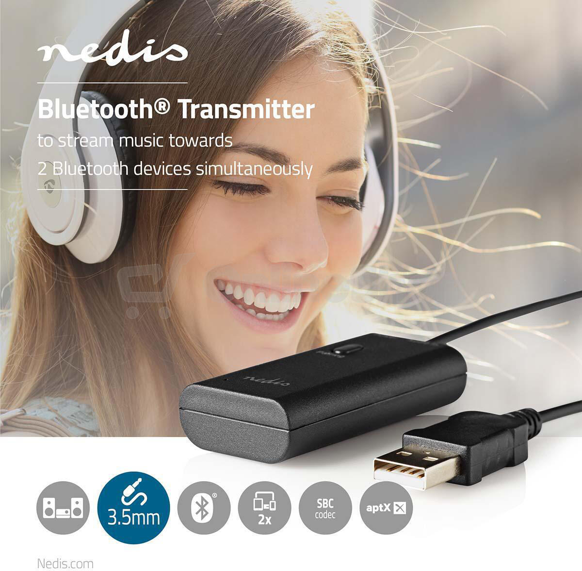Bluetooth® Vysílač Přijímač NEDIS BTTR100BK