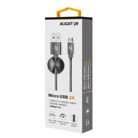 Datový kabel ALIGATOR PREMIUM 2A, Micro USB černý