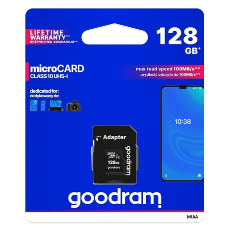 Pamov karta GOODRAM MicroSDXC 128GB CL10 UHS1+adap