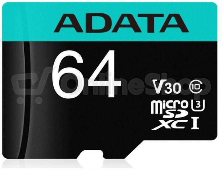 ADATA V30S/micro SDXC/64GB/UHS-I U3 / Class 10/+ Adaptér (AUSDX64GUI3V30SA2-RA1)