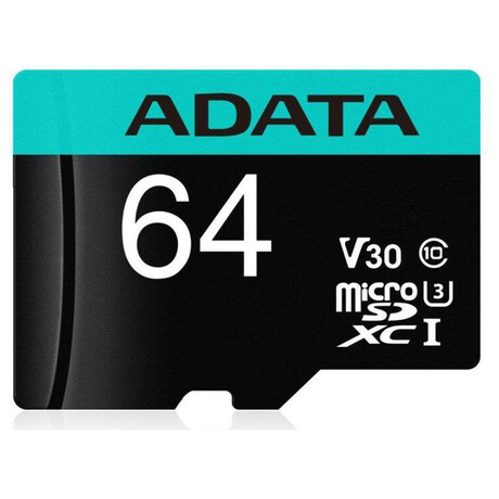 ADATA V30S/micro SDXC/64GB/UHS-I U3 / Class 10/+ Adaptr (AUSDX64GUI3V30SA2-RA1)