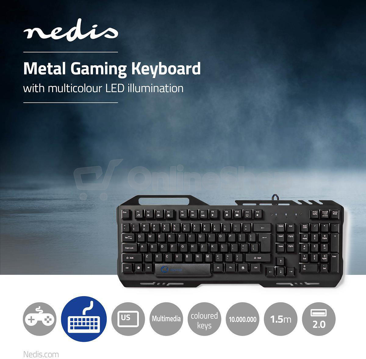 Wired Gaming Keyboard NEDIS GKBD200BKUS