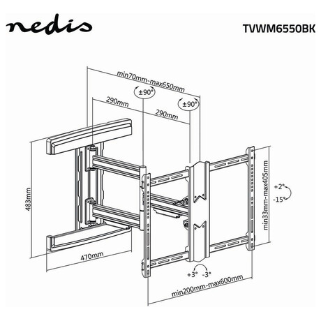 Nedis TVWM6550BK - Full Motion Nstnn Drk TV / 3780