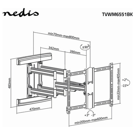 Nedis TVWM6551BK - Full Motion Nstnn Drk TV / 3780