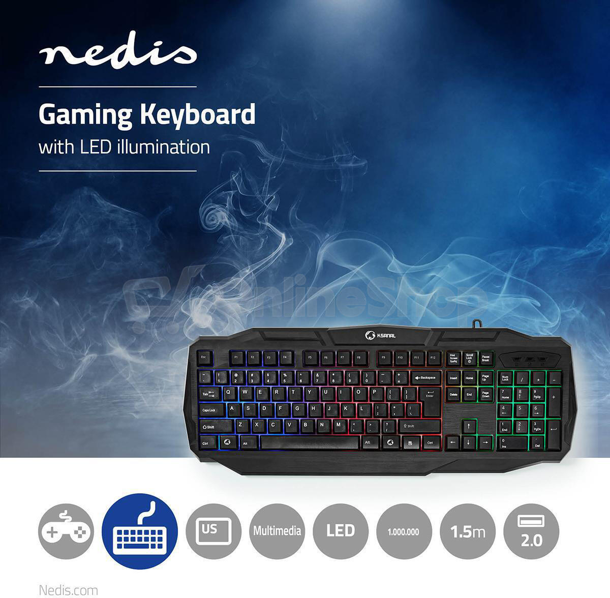 Wired Gaming Keyboard NEDIS GKBD100BKUS