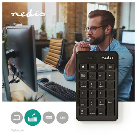 Wired Keyboard NEDIS KBNM100BK