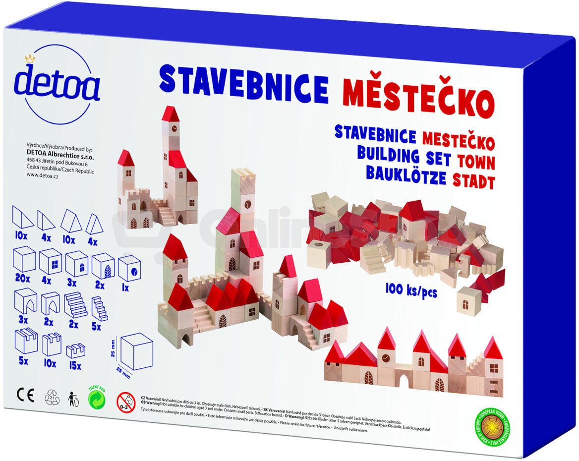Dřevěná stavebnice Detoa kostky 100 dílků