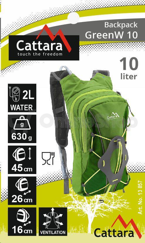 Batoh Cattara 10 l + 2 l pitný vak Green