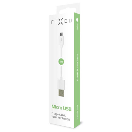 FIXED s&nbsp;konektory USB/micro USB, 1&nbsp;metr, bílý (foto 2)