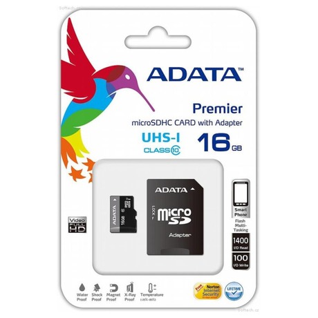 ADATA Micro SDHC 16GB UHS-I U1+adaptér (foto 1)