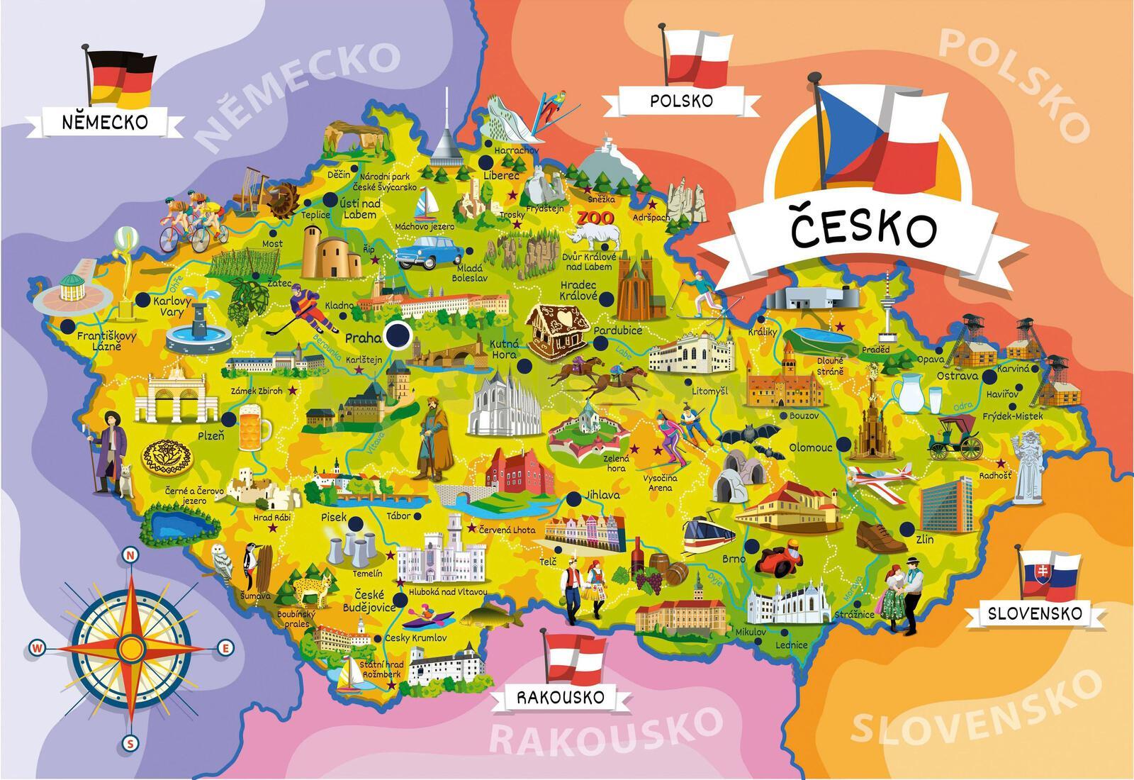 Puzzle TEDDIES MAPA ČESKÉ REPUBLIKY 120 dílků
