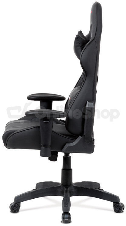Herní křeslo, houpací mechanismus, černá ekokůže, KA-F03 BK Autronic